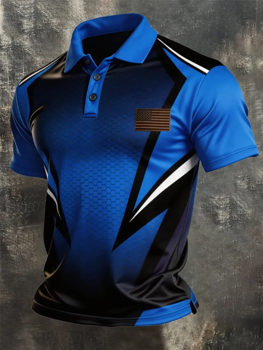 Men's 2026 USA 250th Anniversary Patriotic Printed Polo Shirt
