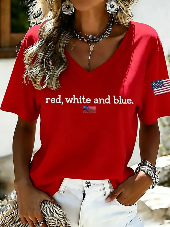 Women's Independence Day Print Casual T-shirt