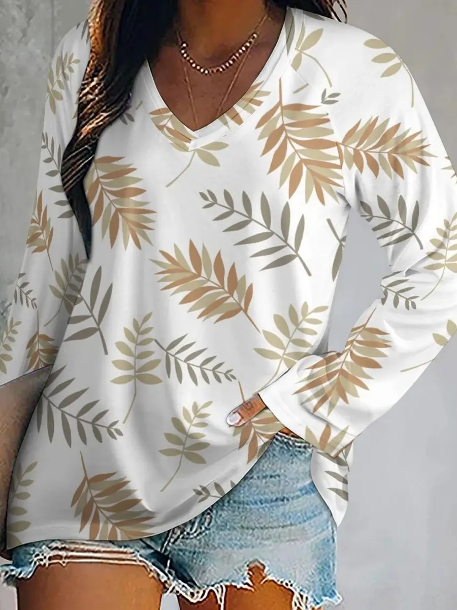 Minimalist Leaf Print T-Shirt