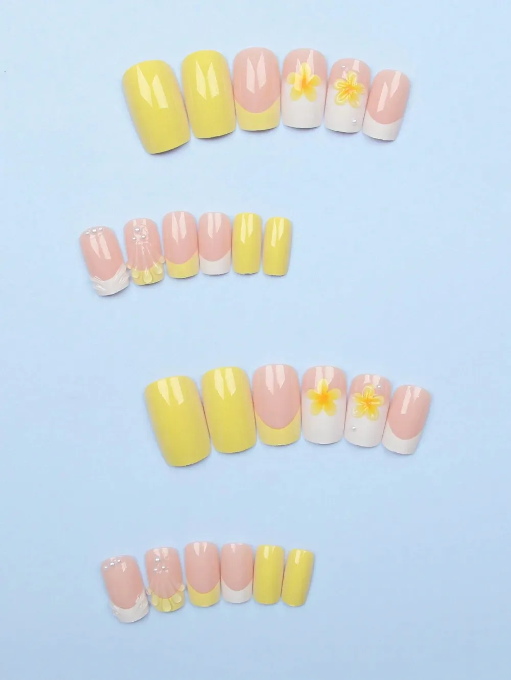 Nailhour 24pcs Medium Rectangular Gradient Yellow Fake Nails