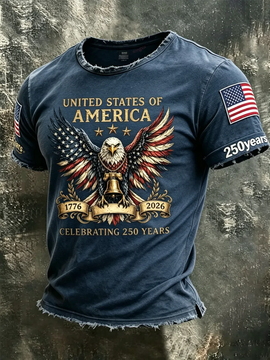 Men'S America Flag Printed Casual T-Shirt