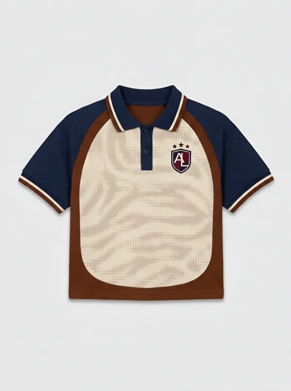 Unisex AL Logo Abstract Pattern Printed Polo Shirt