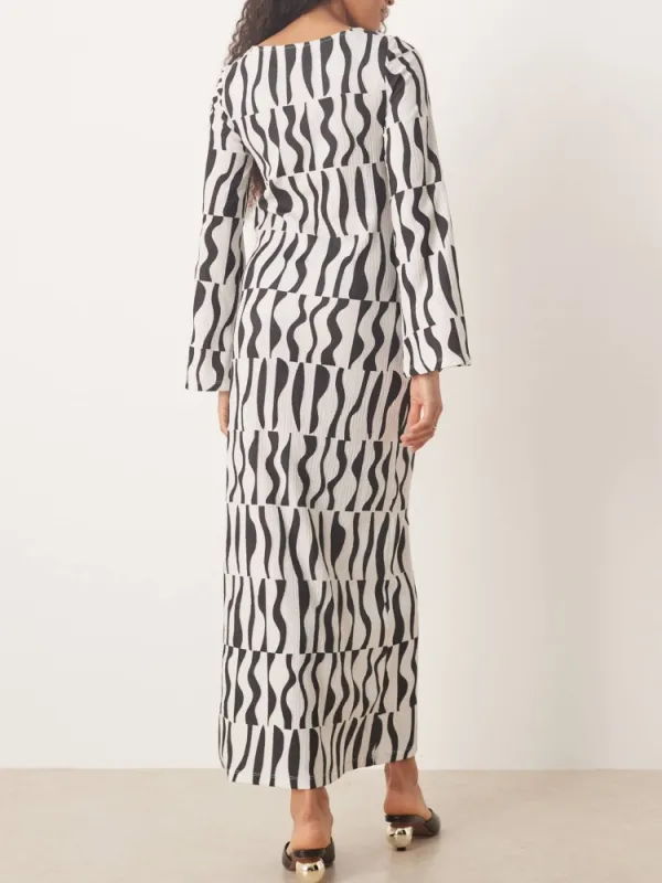 Abstract Print Round Neck Dress