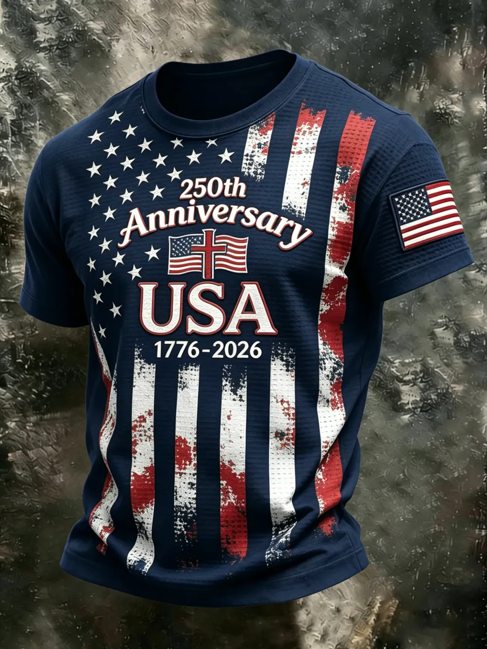Men'S Casual American 250Th Anniversary Celebration Commemorative Printed Short Sleeved T-Shirt