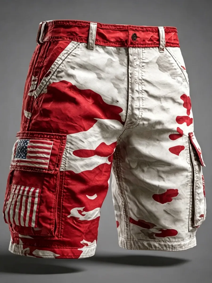 Retro American 250th Anniversary Camouflage Print Men's Shorts