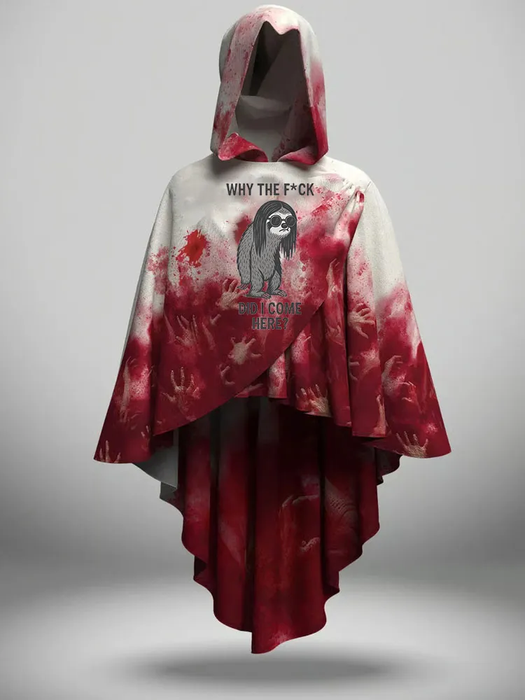 Women'S Why The F*Ck Did I Come Here? Irregular Hem Hooded Cape