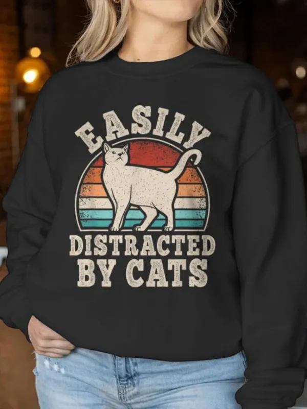 Vintage Sunset Cat Sweatshirt