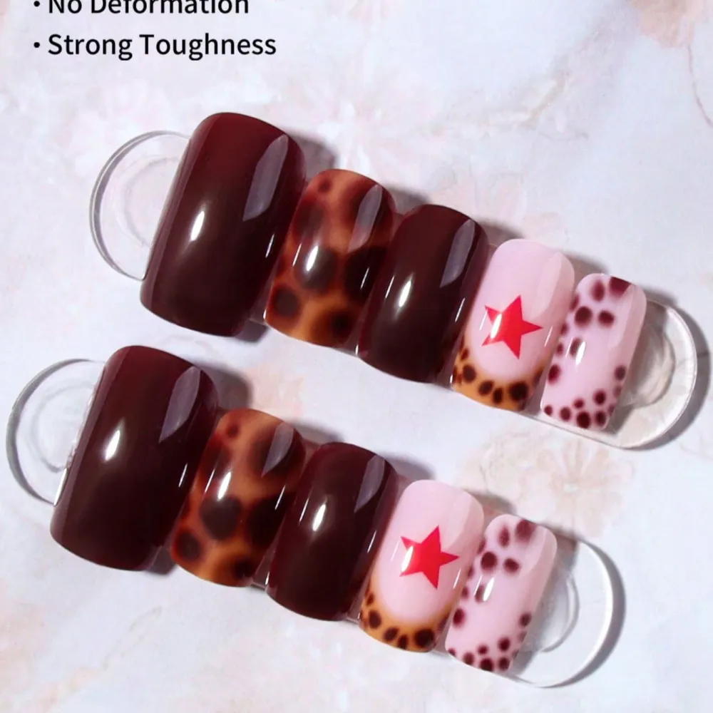 Nailhour 24Pcs Vintage French Short Square Press On Nails