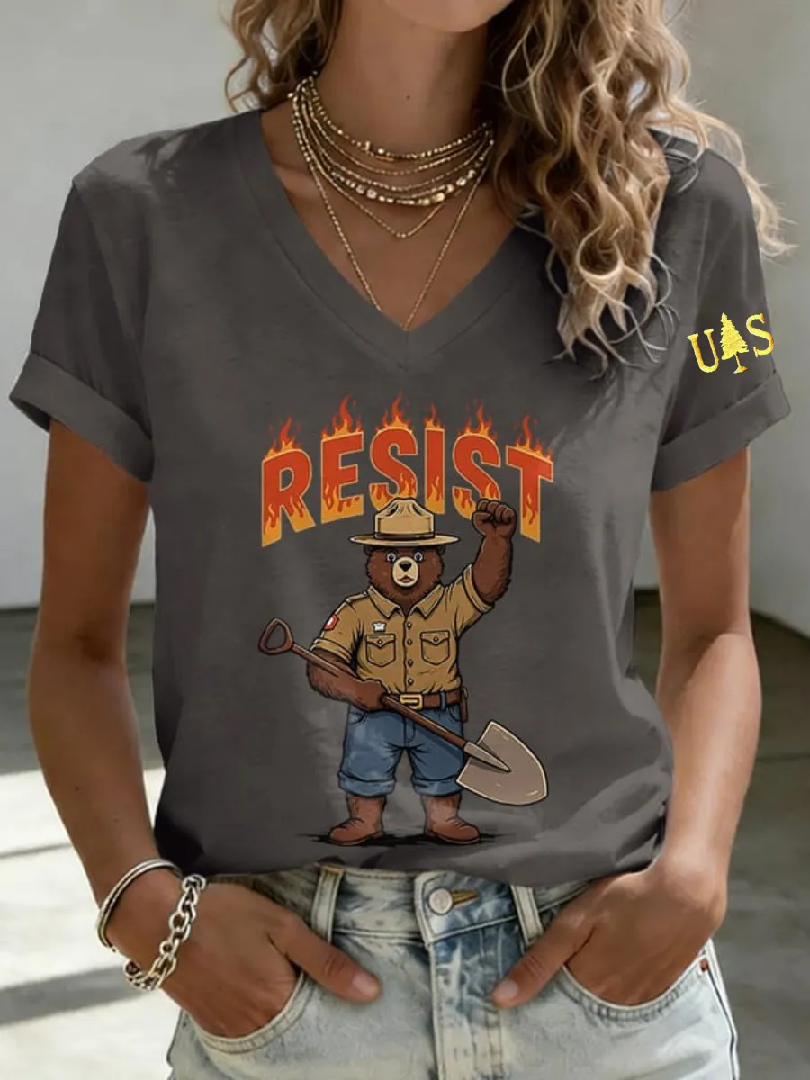 Women's Resist Bear Print T-shirt