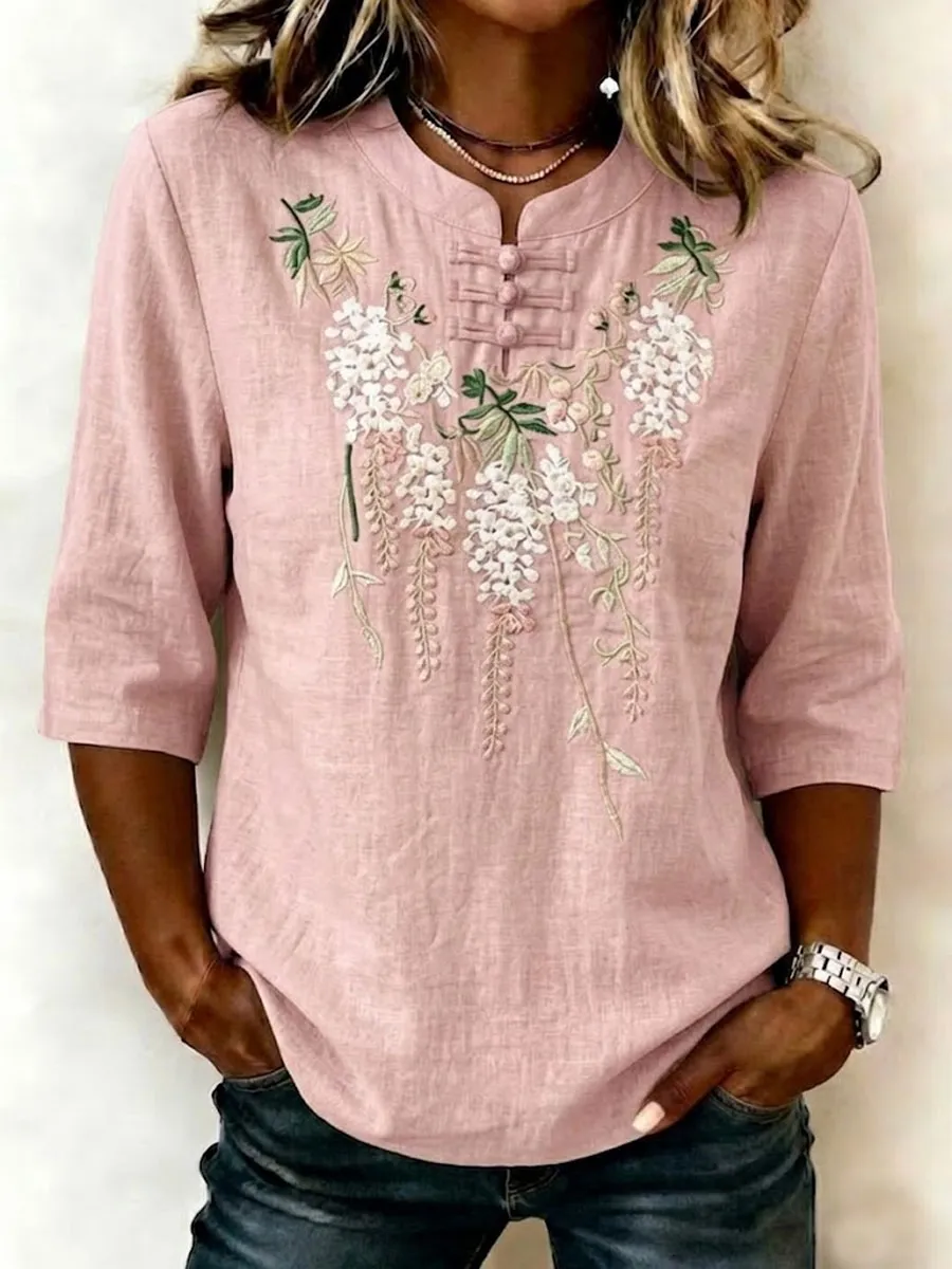 Women'S Cotton And Linen Casual Top