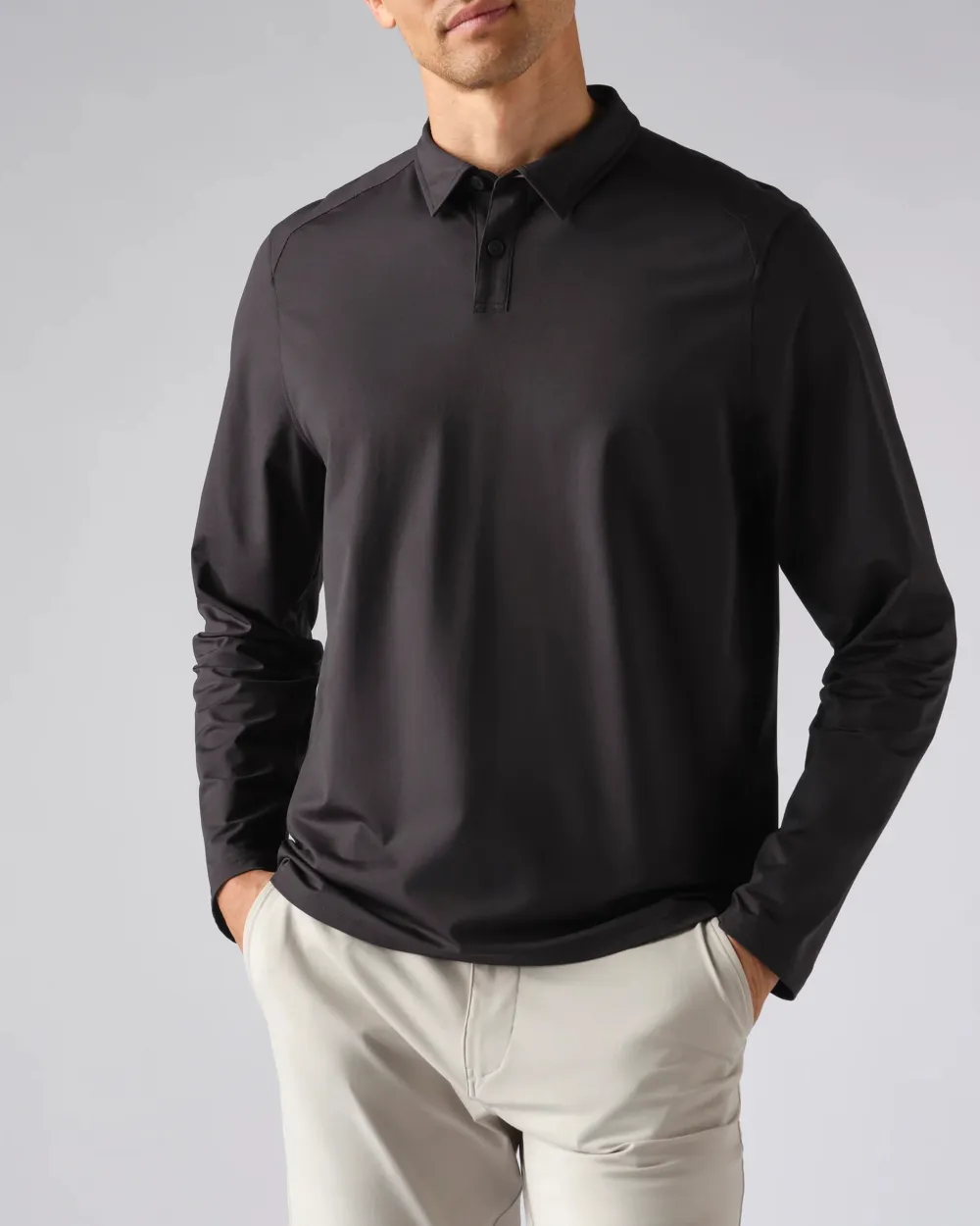 Long-Sleeve Cotton Polo Shirts For Men