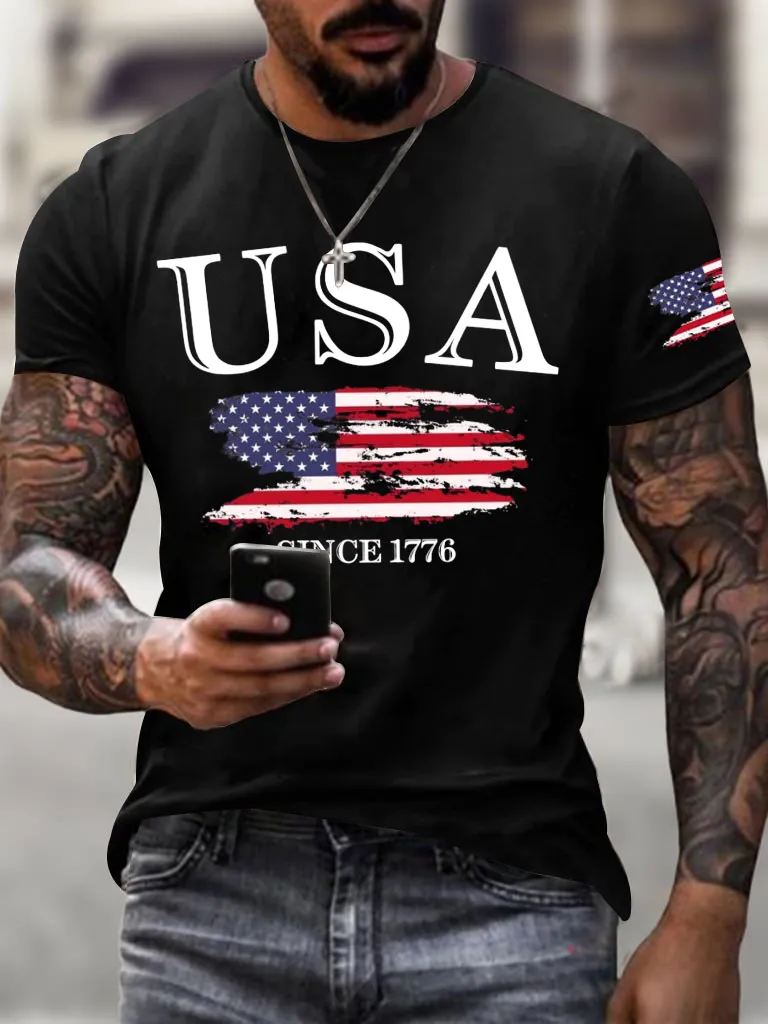 Men'S 250Th Anniversary United States of America Printed Casual T-Shirt