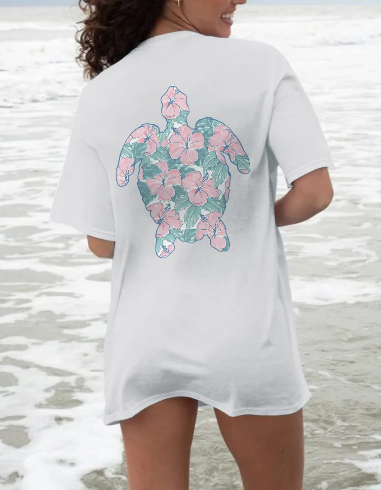 Turtle And Flower Graphic T-Shirt