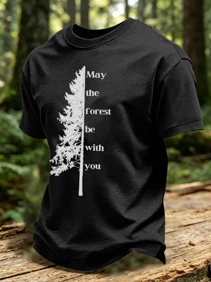 Men's May The Forest Be With You Printed Casual T-Shirt