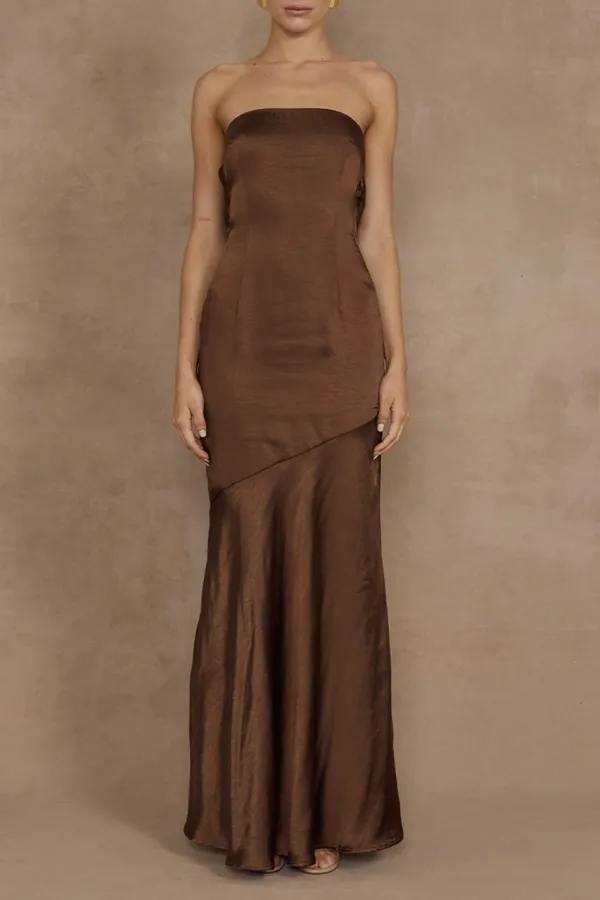 Strapless Ruched Detail Maxi Dress