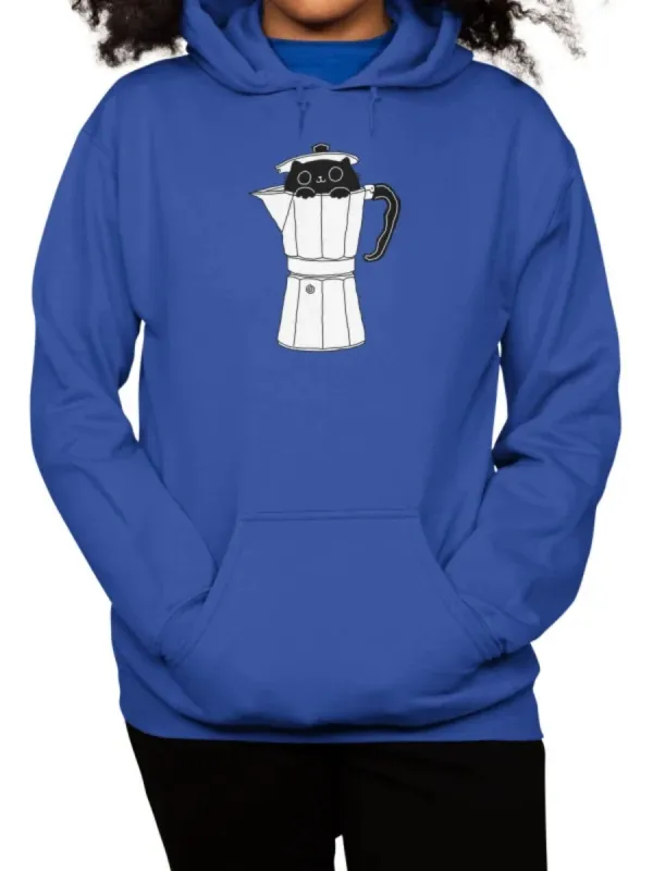 Cat Moka Pot Print Hoodie