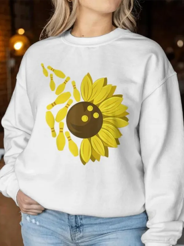 Sunflower Bowling Ball Print Sweatshirt