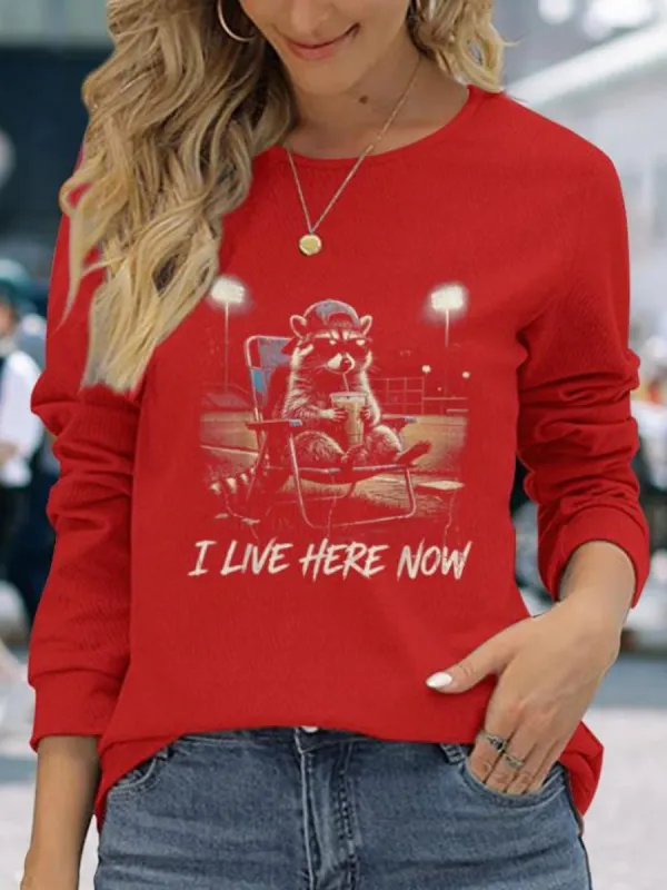 Raccoon Graphic Long Sleeve Tee
