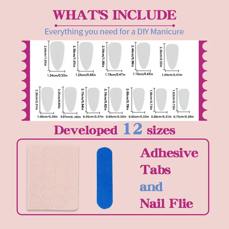 Nailhour 24pcs French Nude Sun Vintage Press-On Nails