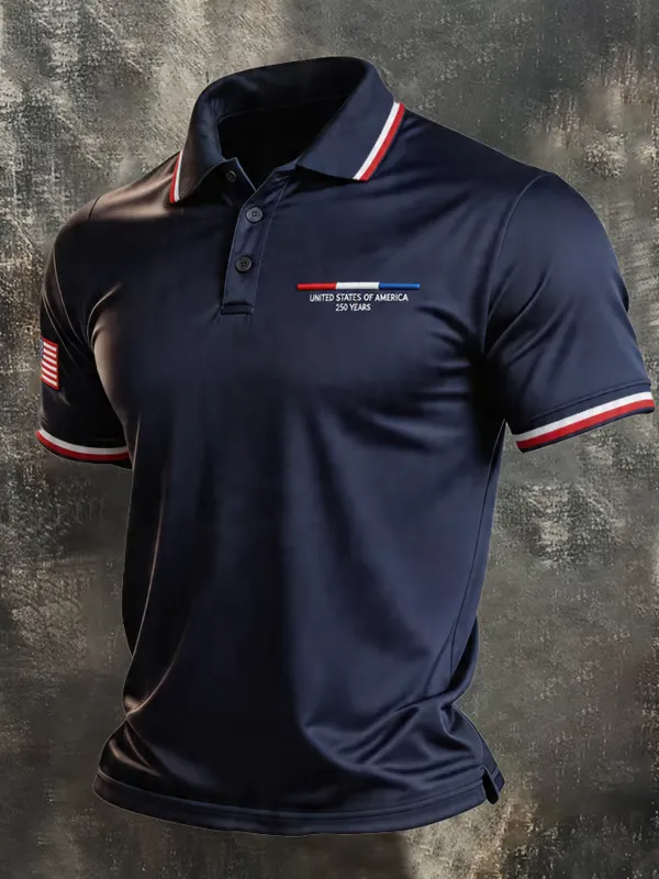 Men's 250th Anniversary Printed Business Polo Shirt