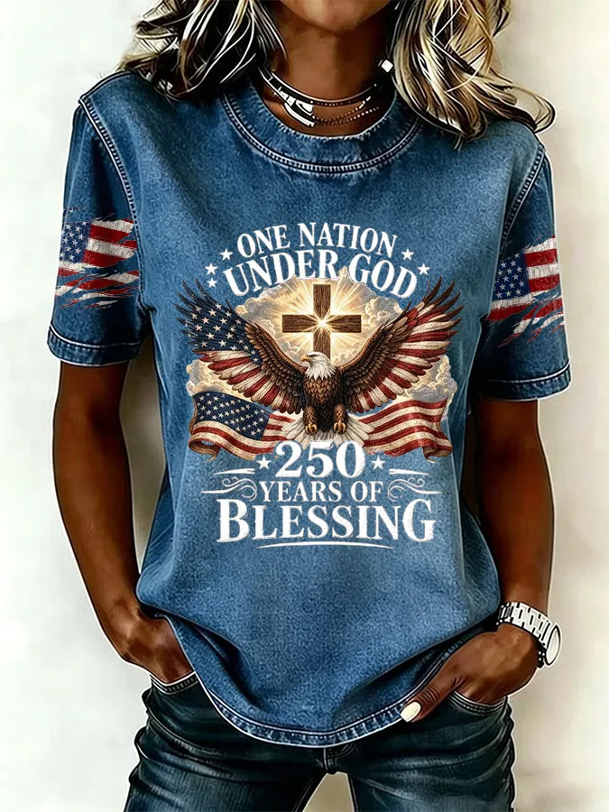 Women'S  America Flag Printed Casual T-Shirt
