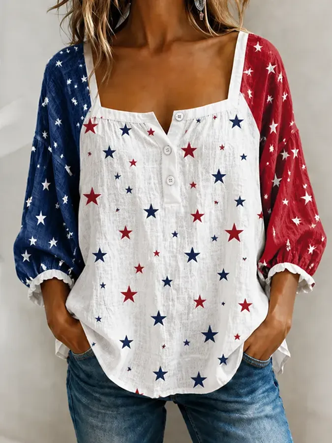 Women's 250th Anniversary Printed Cotton Linen Shirt