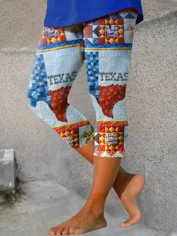 Women's Casual Retro Texas Map Leggings
