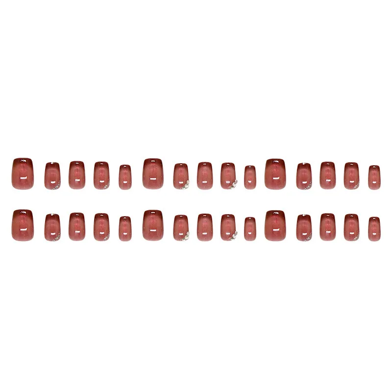 Nailhour 24Pcs French Medium Square Gradient Blush Pink Press On Nails