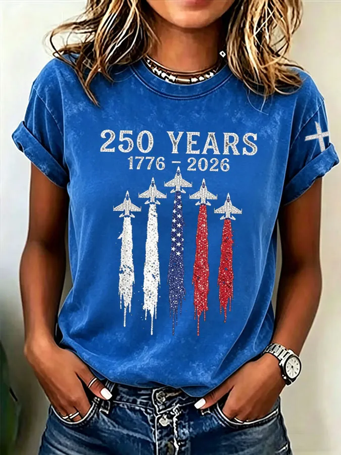 Women'S  America Flag Printed Casual T-Shirt
