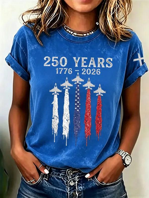 Women'S  America Flag Printed Casual T-Shirt