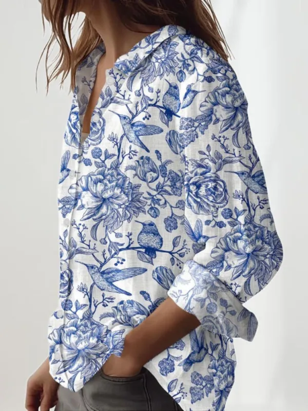 Floral & Bird Design Shirt