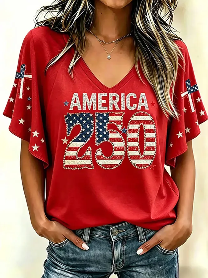 Women'S 250Th Anniversary Printed Casual Top