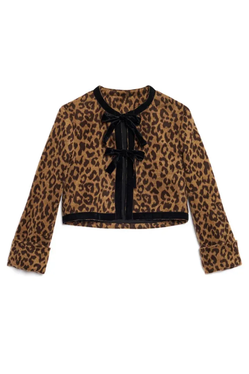 Leopard Crew Neck Cardigans