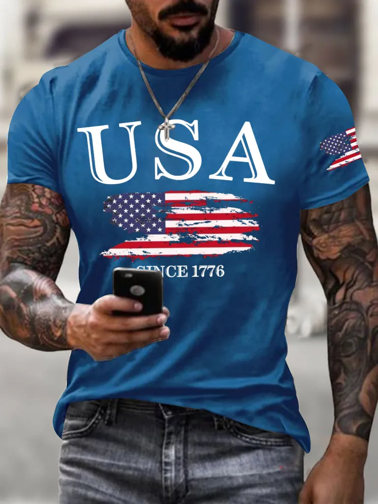 Men'S 250Th Anniversary United States of America Printed Casual T-Shirt