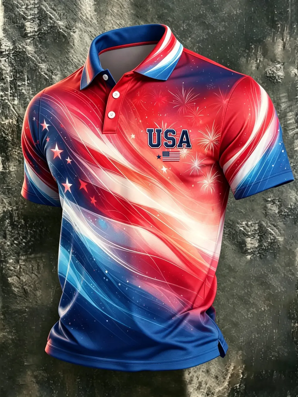 Men'S Casual 250Th Anniversary Celebration Of The Founding Of The United States, Geometric Personalized Printed Polo Shirt