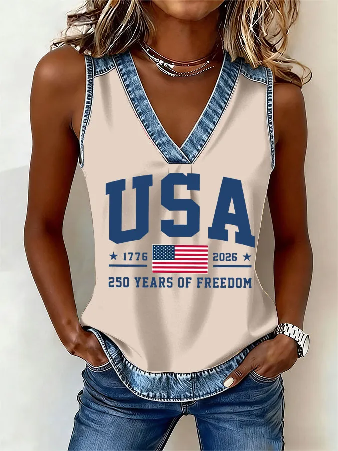 Women'S Flag Printed Casual Vest