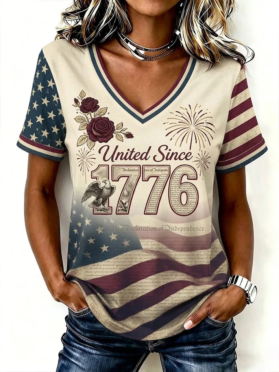 Women'S Vintage American  250Th Anniversary Short-Sleeved T-Shirt
