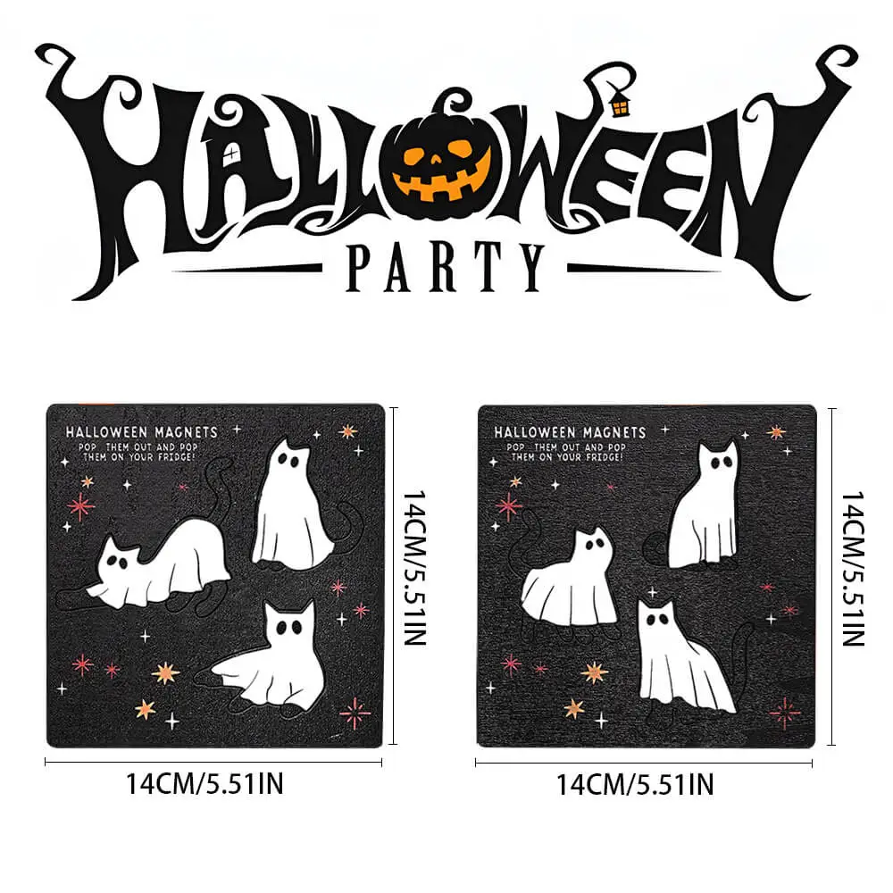 6 Pcs Ghost Wooden Magnetic Fridge Magnet