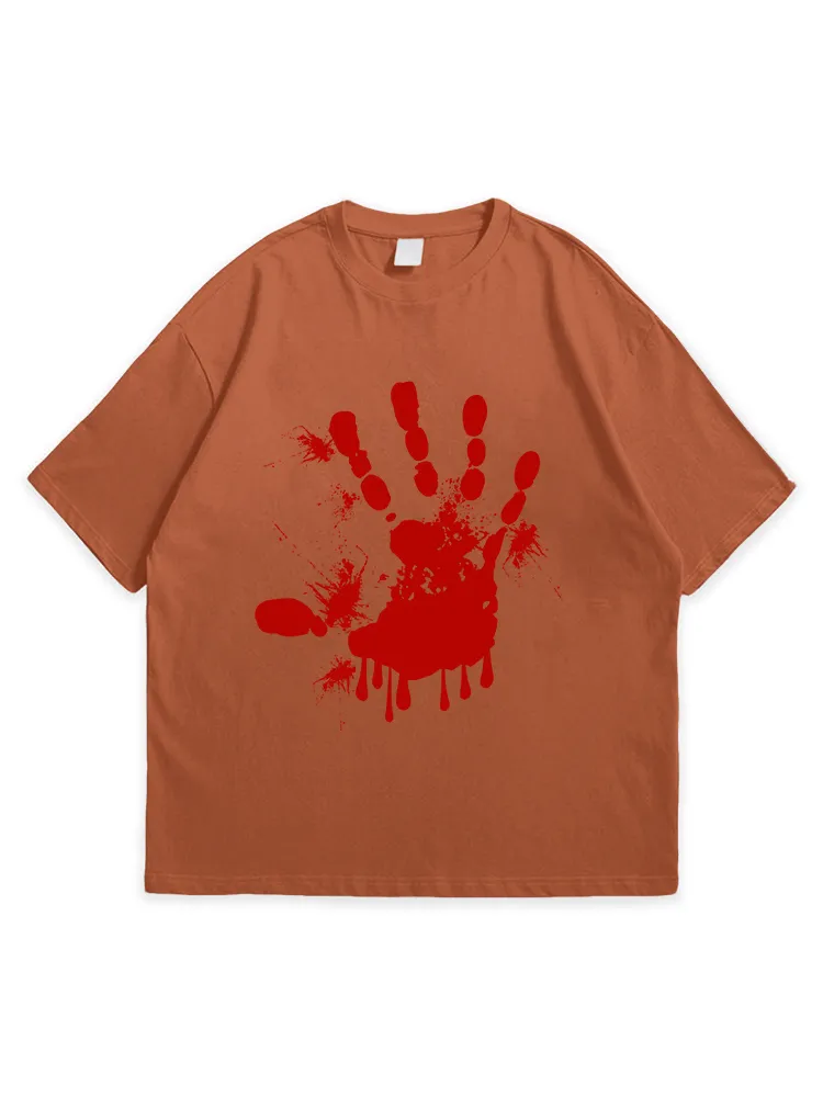 Men'S Halloween Artistic Abstract Palm Print  Simple Round Neck  T-Shirt