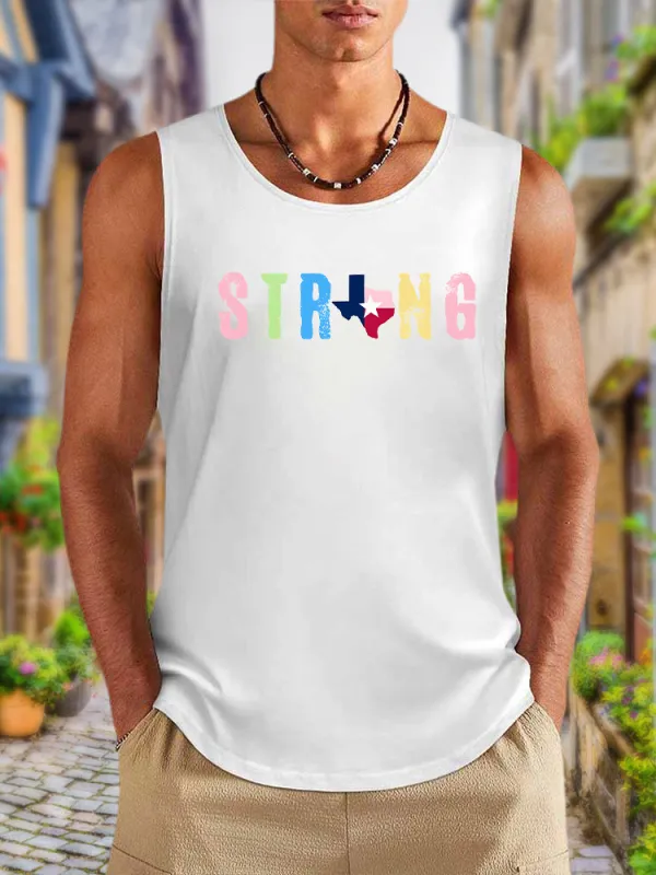 Men'S Simple Style TEXAS STRONG Claasic Crew Neck Vest