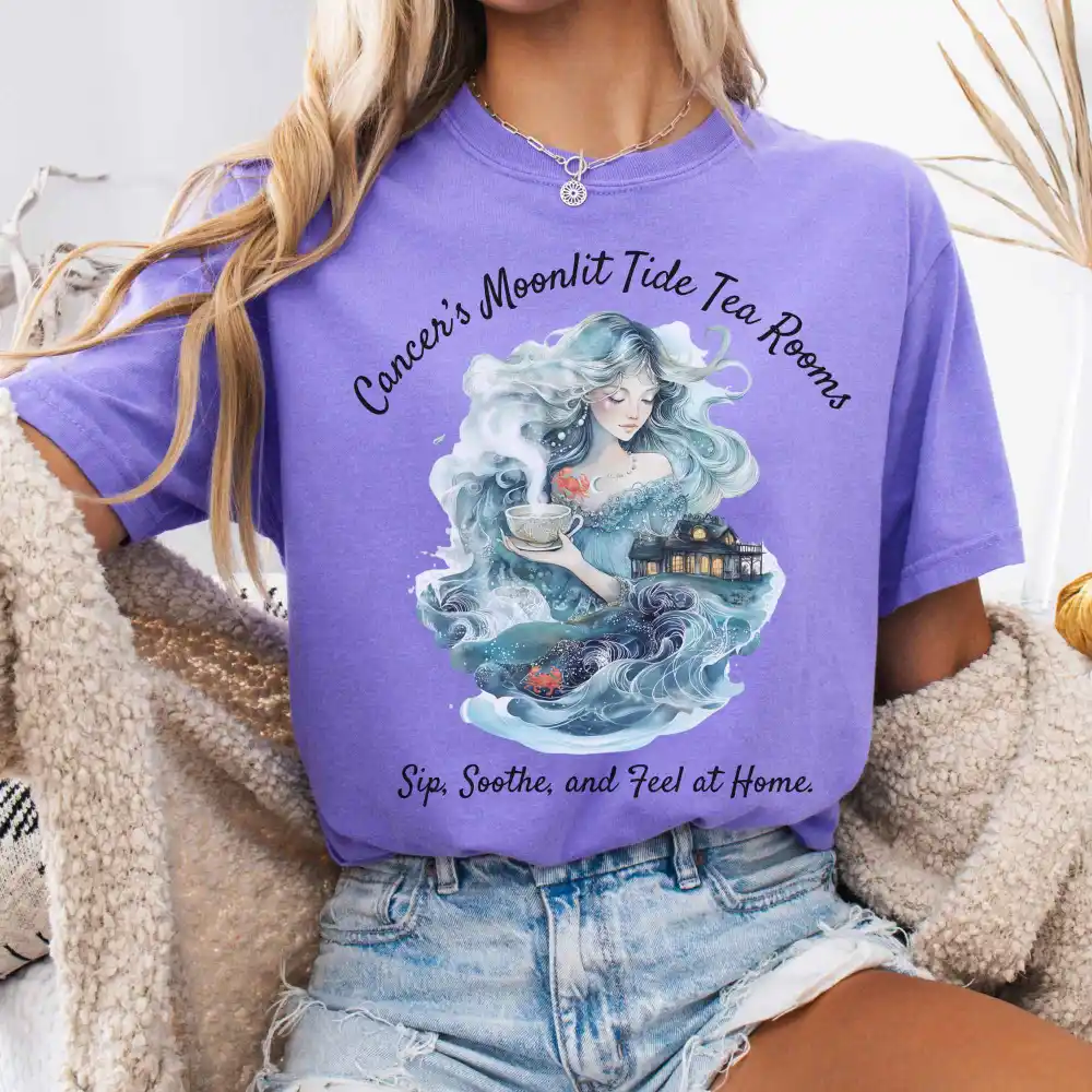 Cancer's Moonlit Tide Tea Rooms Zodiac Shirt