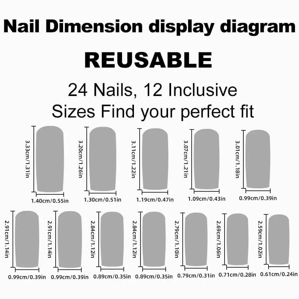 Nailhour 24Pcs French Long Square Goth Cherry Blossom Press On Nails
