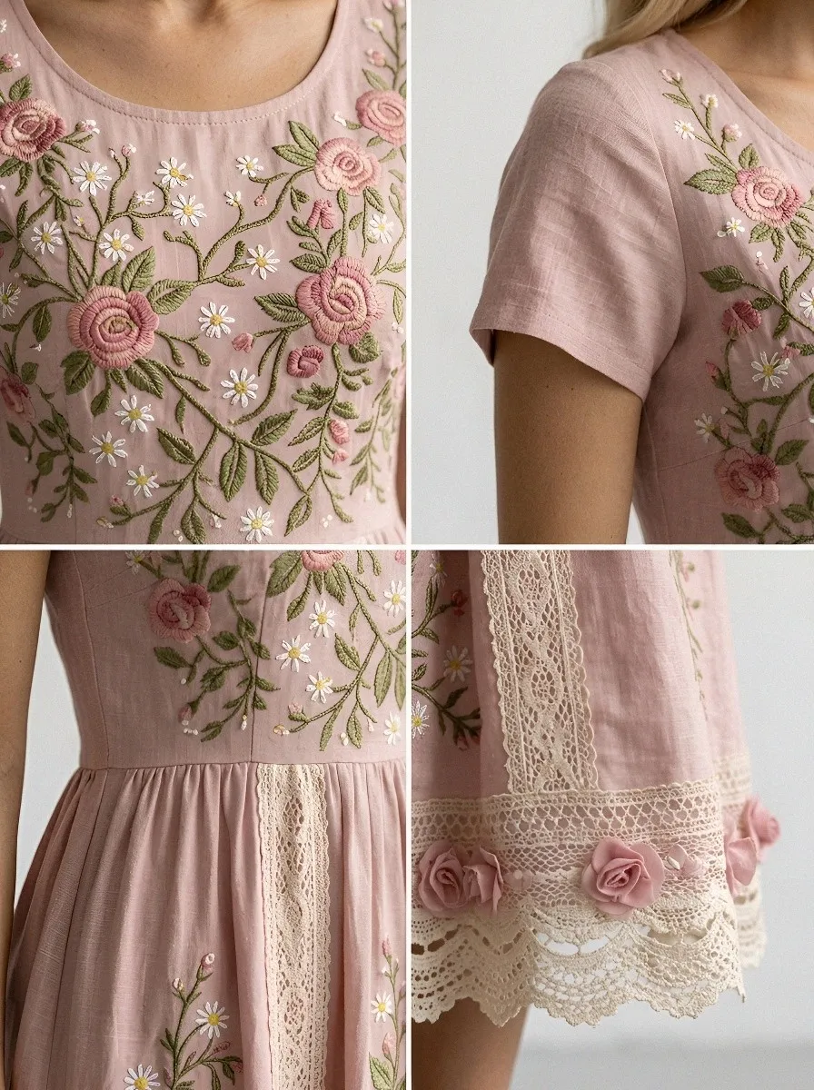Women's Breast Cancer Awareness Floral Rose Embroidered Printed Top