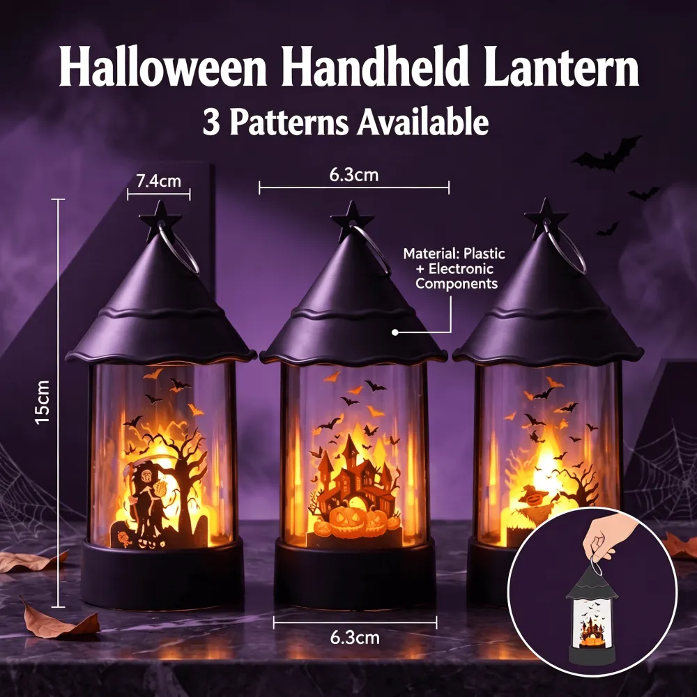 Halloween Handheld Castle Lantern Pendant Electronic Candle Lamp