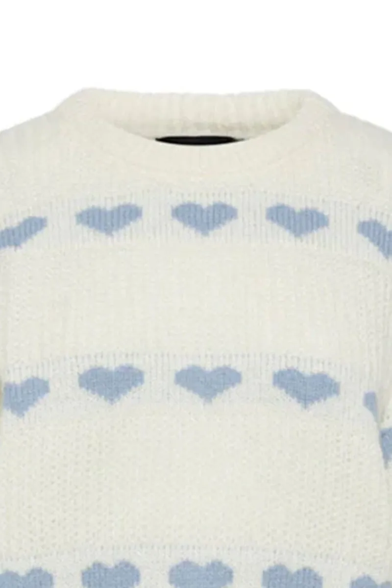 Heart Patterned Puff Sleeve Sweaters