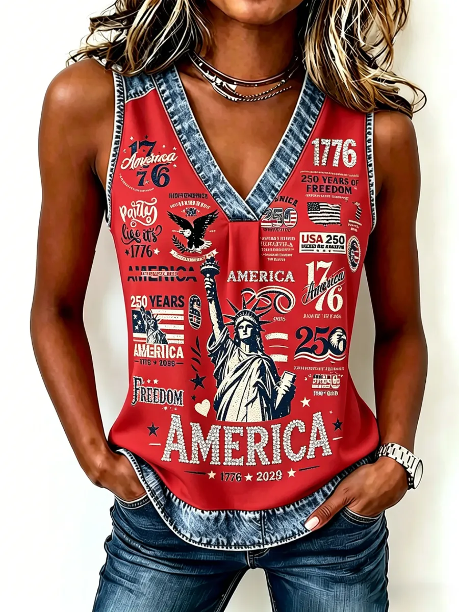 Women'S 250Th Anniversary Printed Casual Tank Top