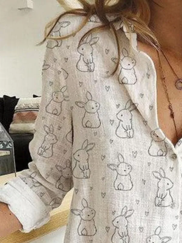 Line Art Bunny Print Shirt
