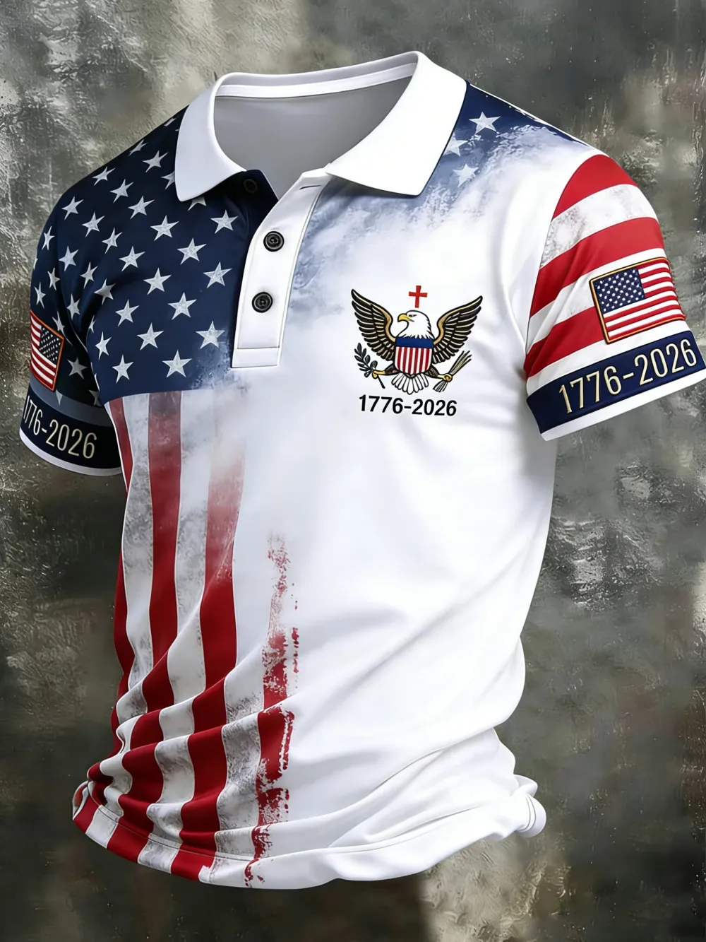 USA 250th Anniversary Print Men's Polo Shirt