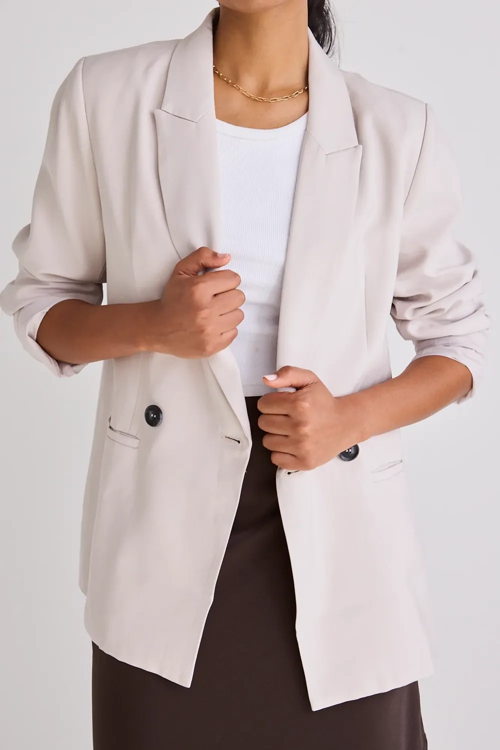 Light Pink Linen Longline Blazer