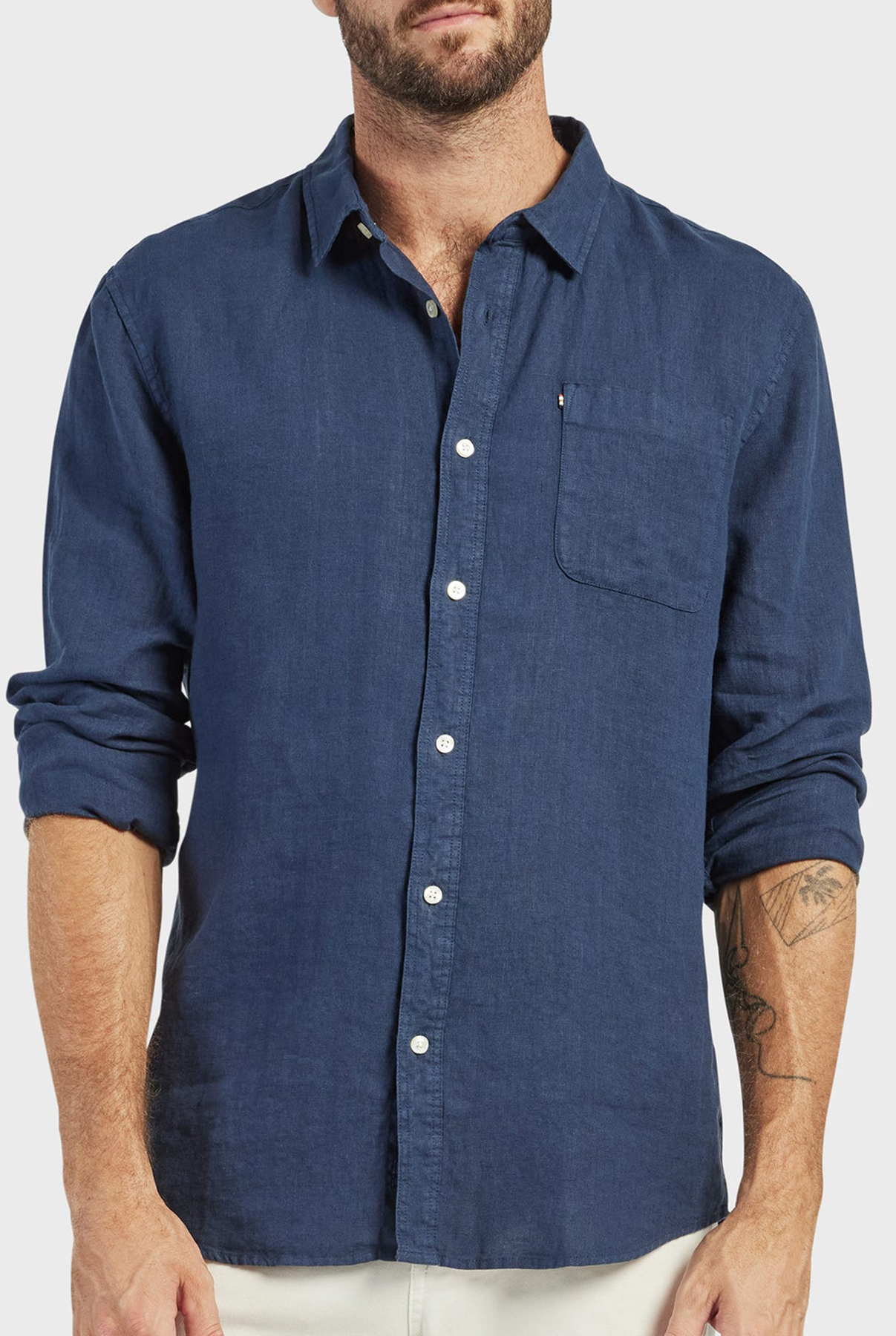 Hampton Linen Shirt-Navy